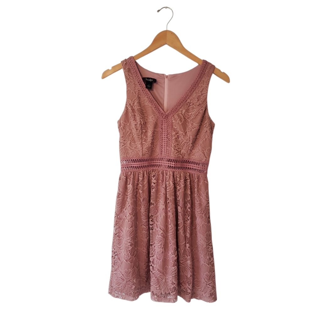 by & by Pink Fit and Flare Scoop Neck Mini Dress